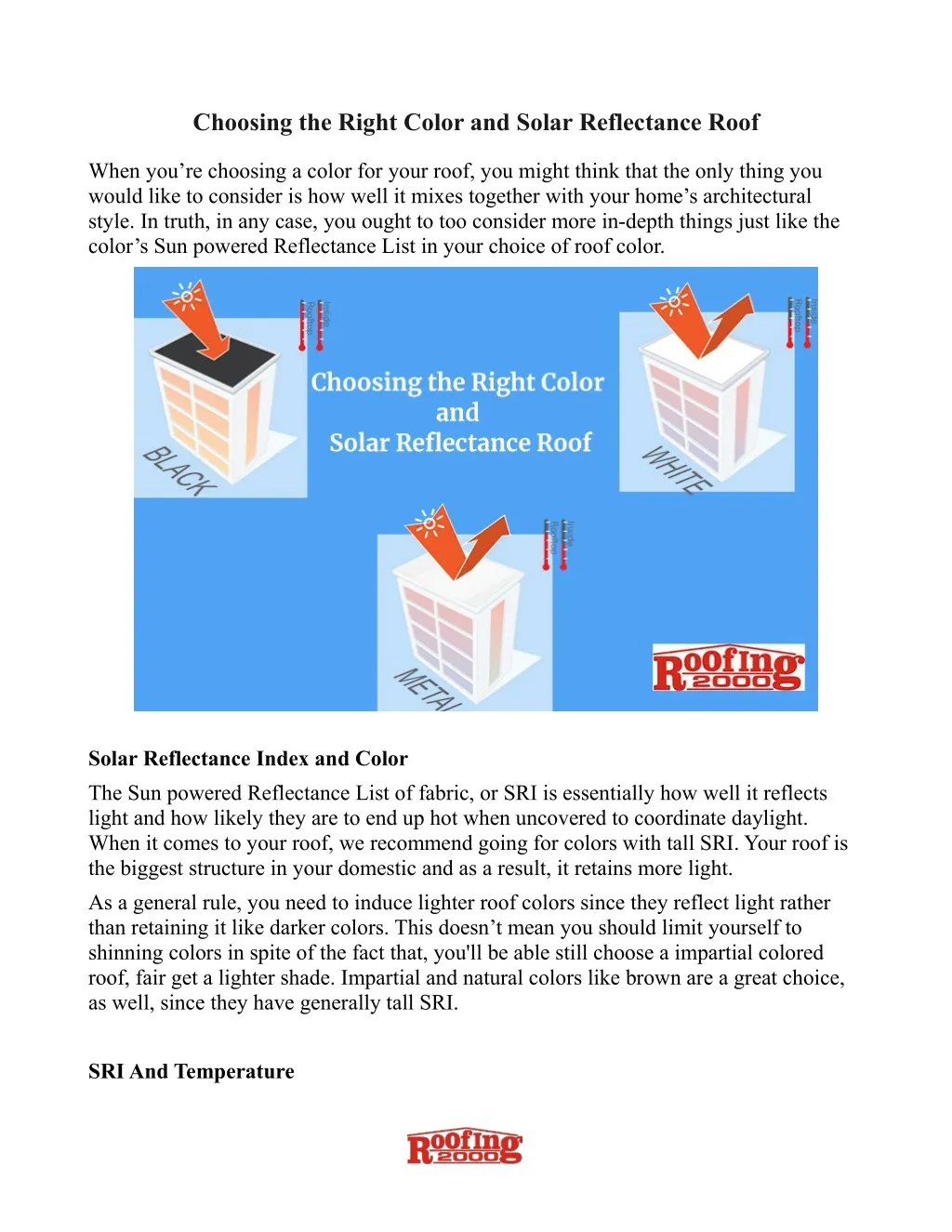 choosing the right color and solar reflectance