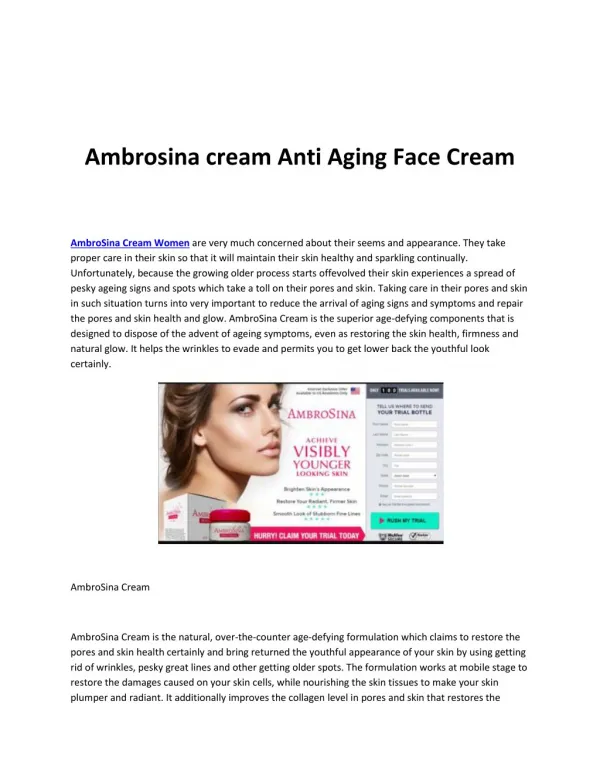 Ambrosina cream Anti Aging Face Cream