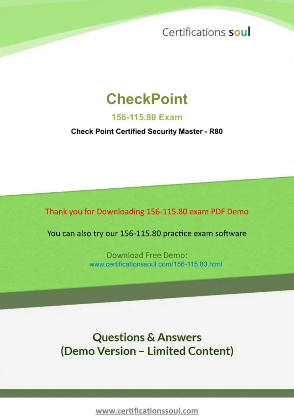 Check Point Security Master 156-115.80 CheckPoint Practice Test