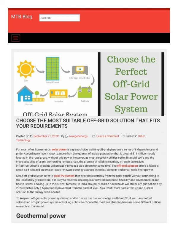 Choose the Most Suitable Off-Grid Solution That Fits Your Requirements