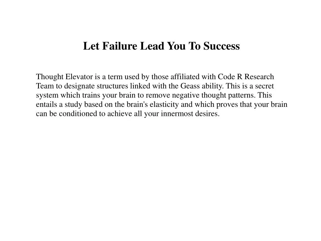 let failure lead you to success