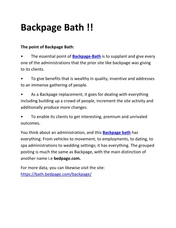 Backpage Bath !!