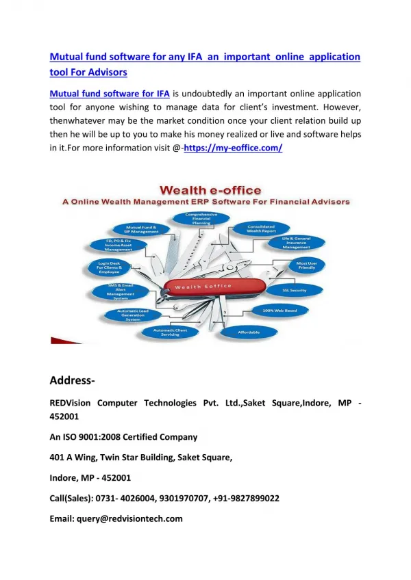 mutual fund software for any ifa an important
