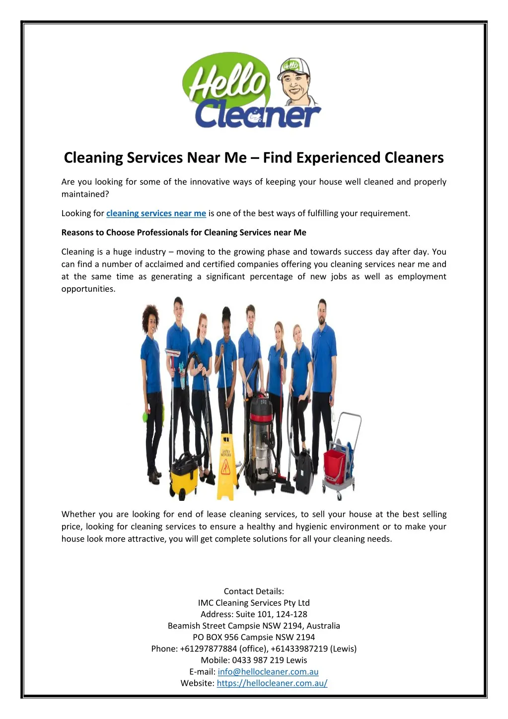 cleaning services near me find experienced