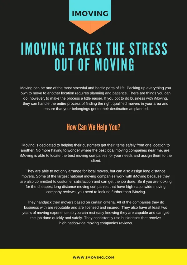 iMoving Takes The Stress Out Of Moving