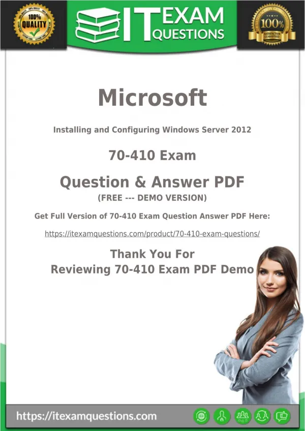 70-410 PDF Dumps | Latest Microsoft 70-410 Exam Questions | 100% Valid