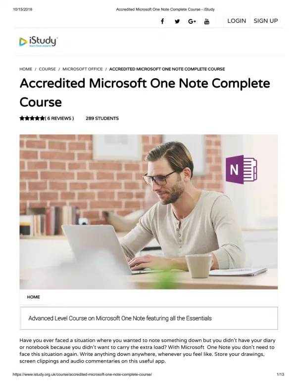 Accredited Microsoft One Note Complete Course - istudy