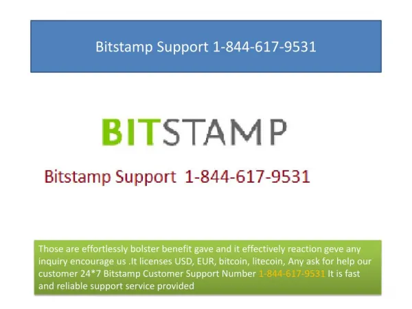 Bitstamp Customer Support Number 1-844-617-9531