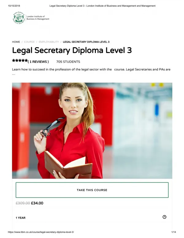 Legal Secretary Diploma Level 3 - LIBM