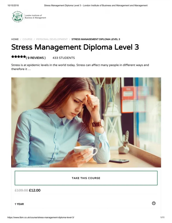 Stress Management Diploma Level 3 - LIBM
