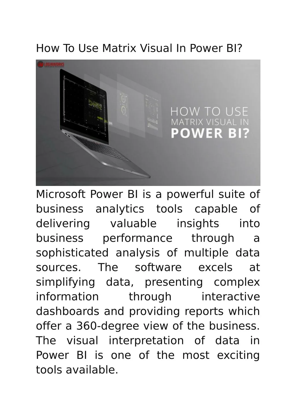 how to use matrix visual in power bi