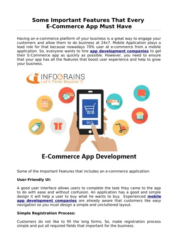 Some Important Features That Every E-Commerce App Must Have