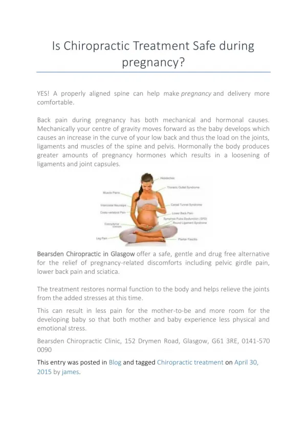 Is Chiropractic Treatment Safe during pregnancy?