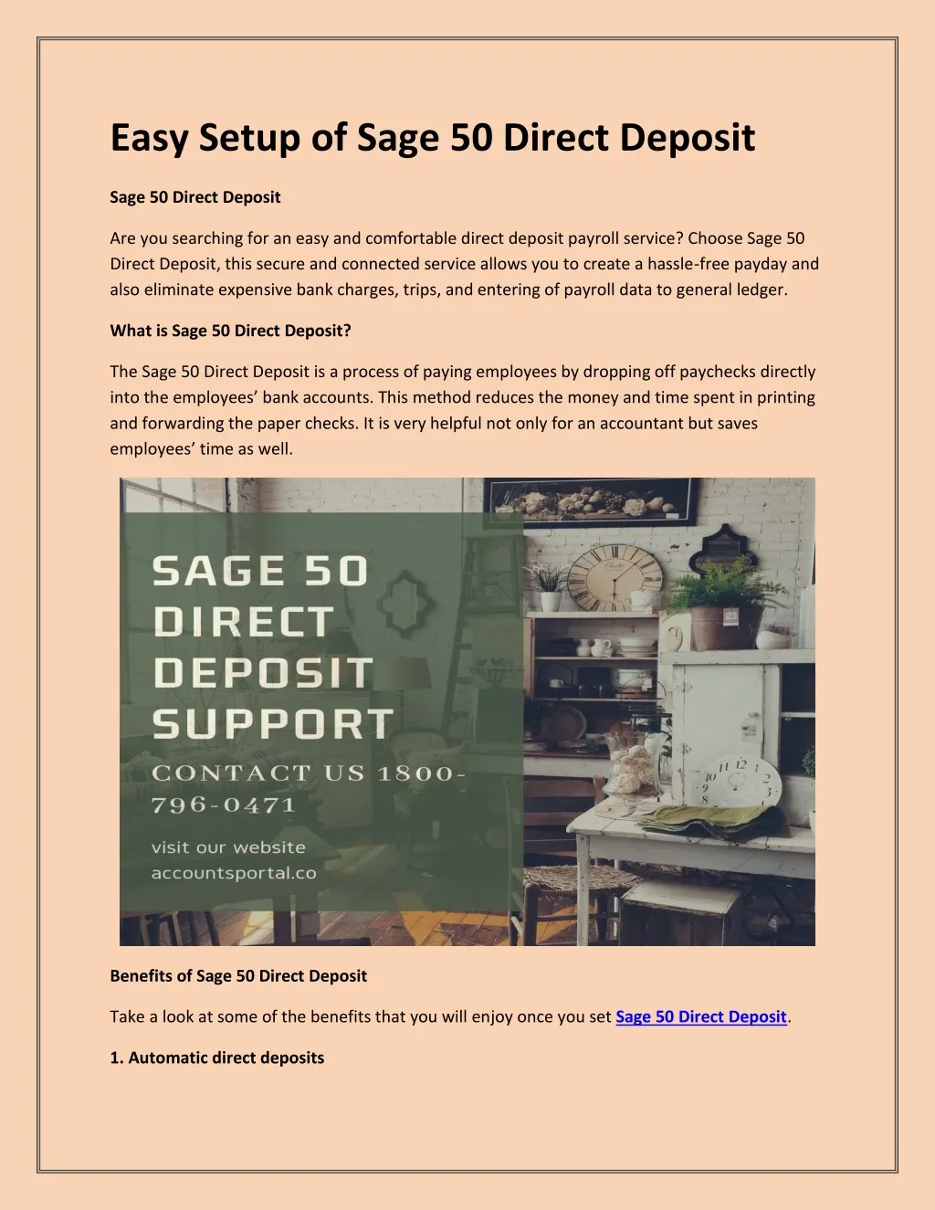 easy setup of sage 50 direct deposit