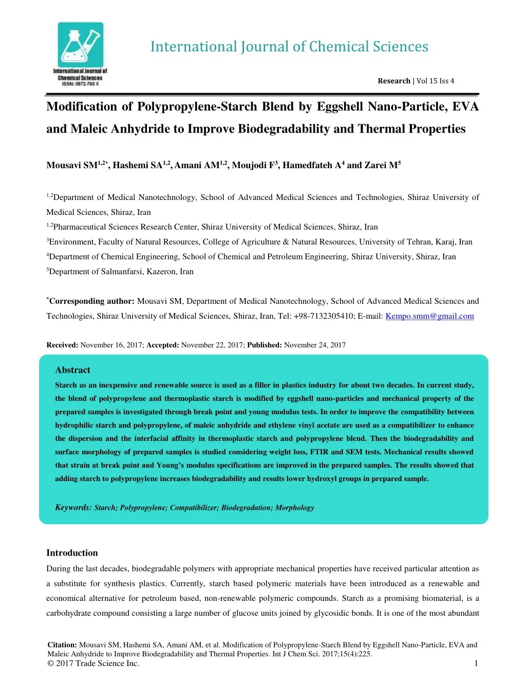 international journal of chemical sciences