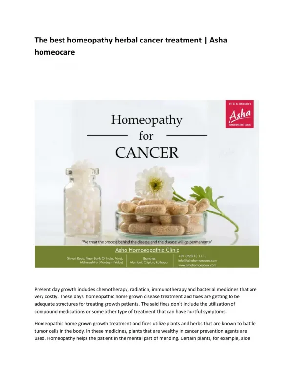 homeopathy cancer treatment in maharashtra | Asha homeocare