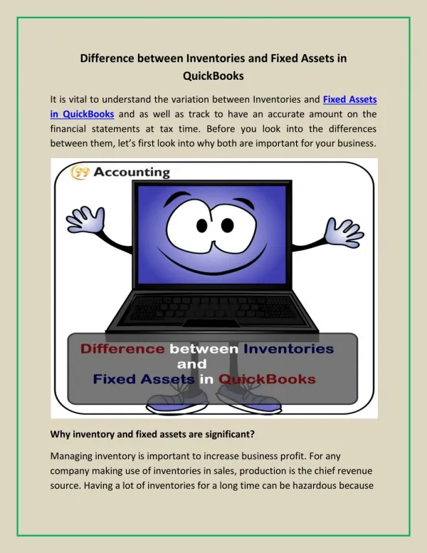 Difference between Inventories and Fixed Assets in QuickBooks