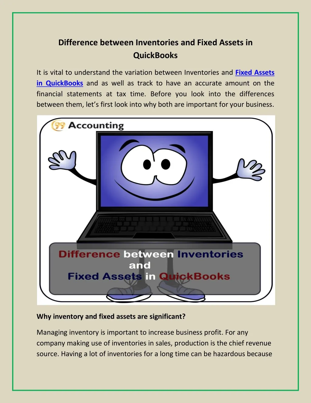 difference between inventories and fixed assets