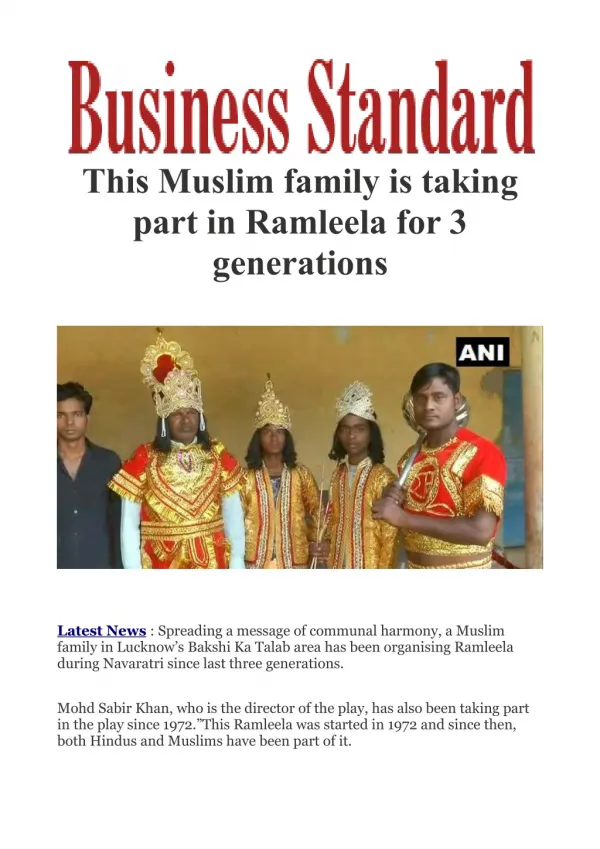 This Muslim family is taking part in Ramleela for 3 generations
