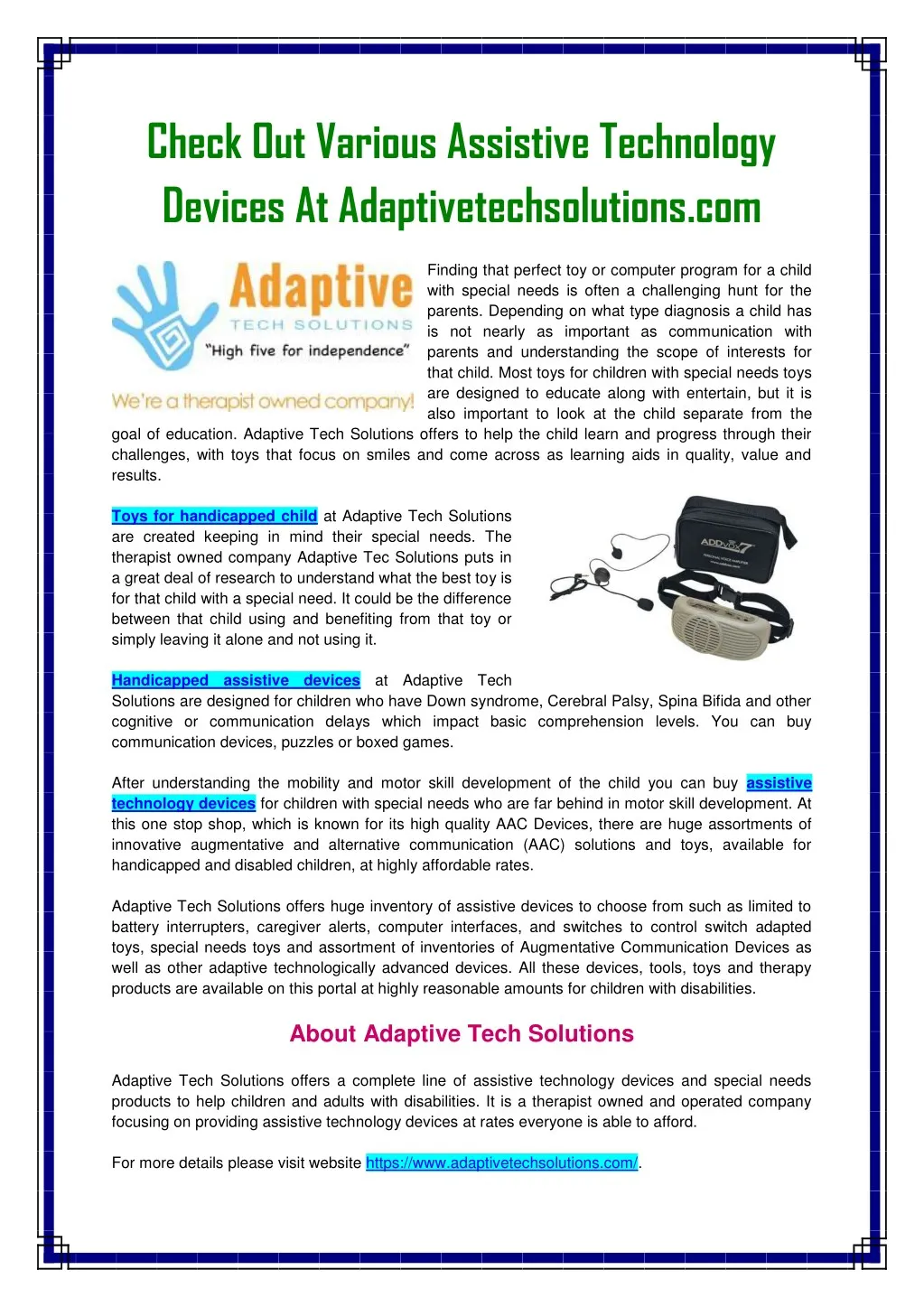 check out various assistive technology devices