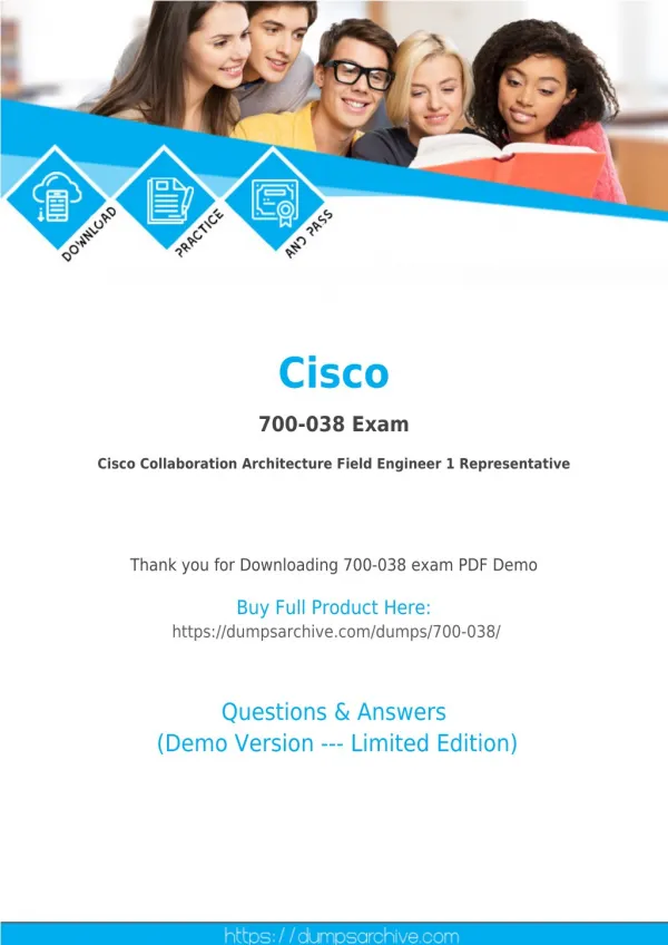 Cisco Advanced Collaboration Architecture Specialization 700-038 PDF - Cisco 700-038 PDF Questions - DumpsArchive