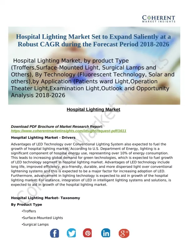 Hospital Lighting Market Set to Expand Saliently at a Robust CAGR during the Forecast Period 2018-2026