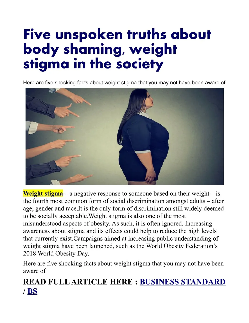 five unspoken truths about body shaming weight