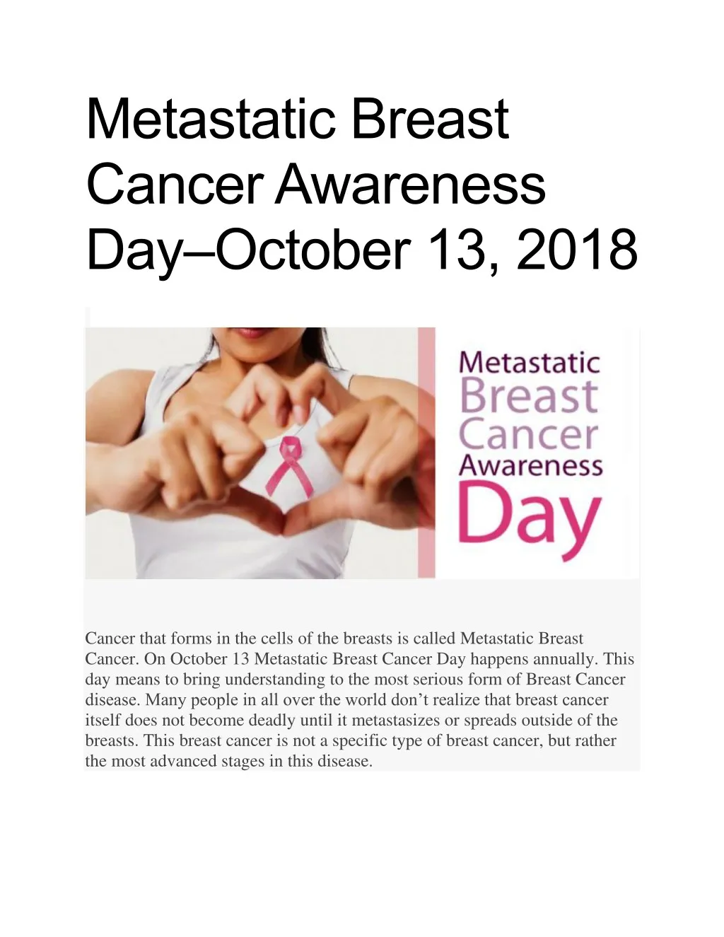 metastatic breast cancer awareness day october