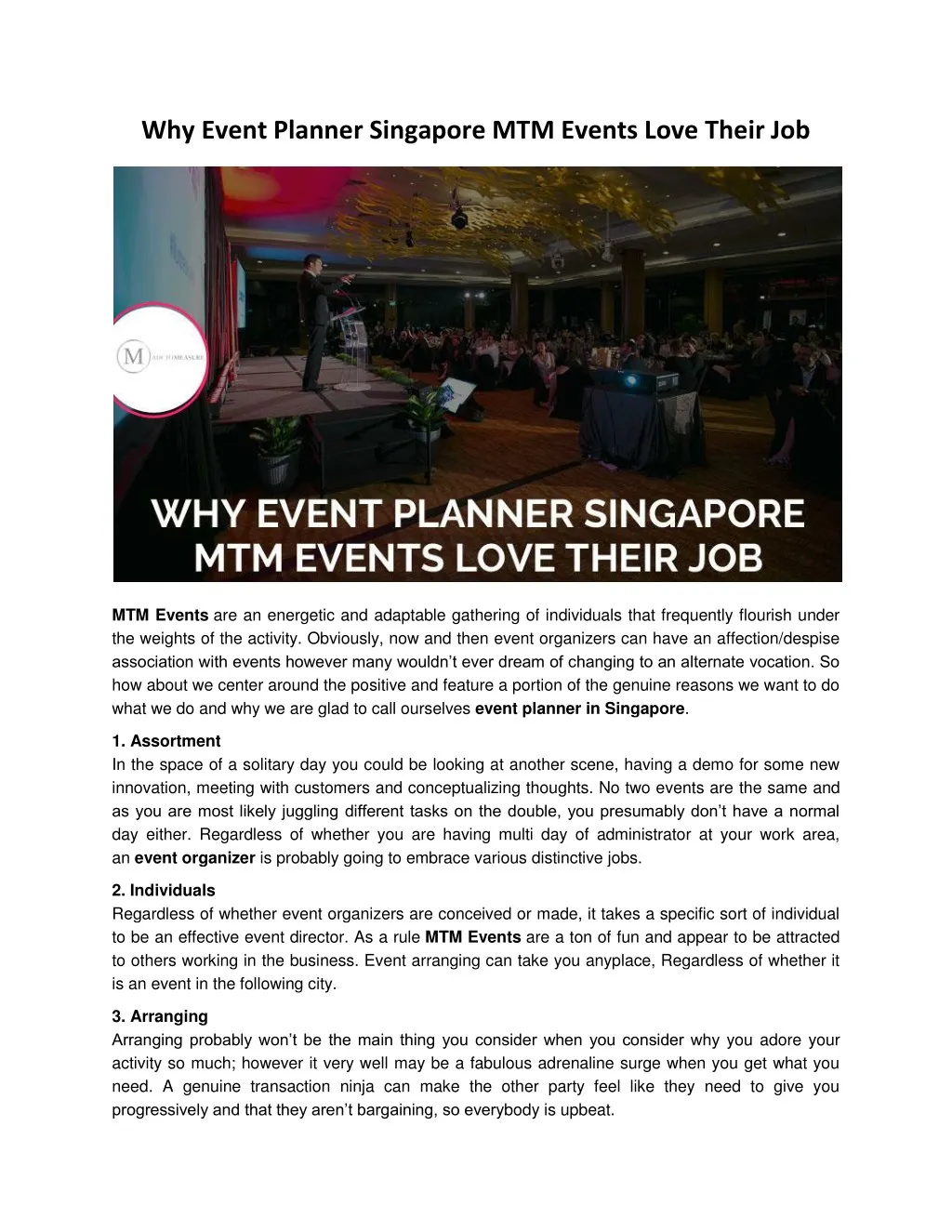 why event planner singapore mtm events love their