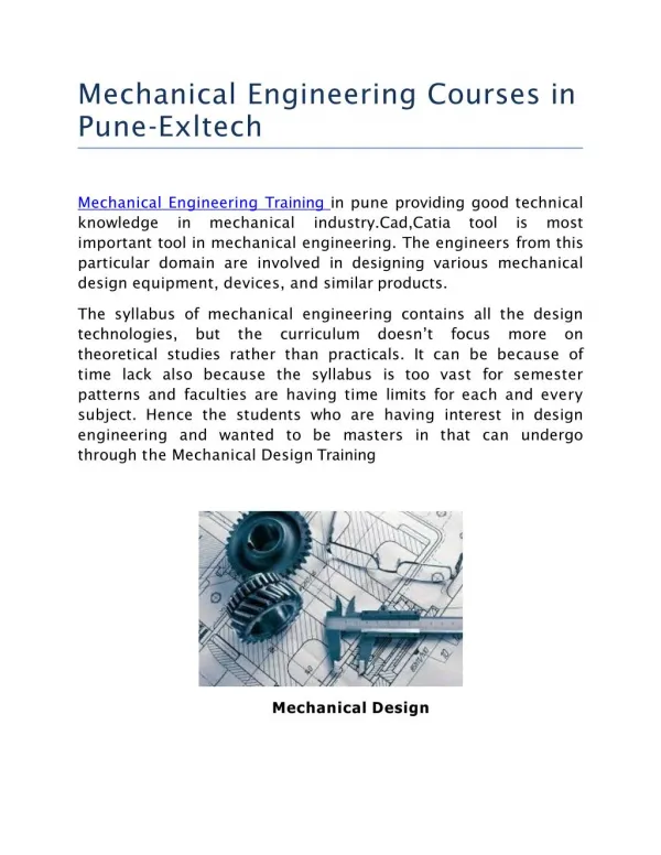Mechanical Engineering Training