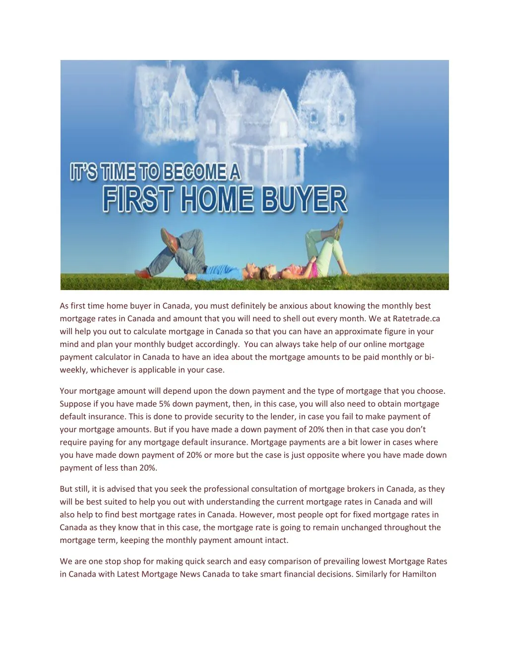 as first time home buyer in canada you must