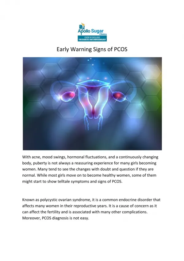 Early Warning Signs of PCOS