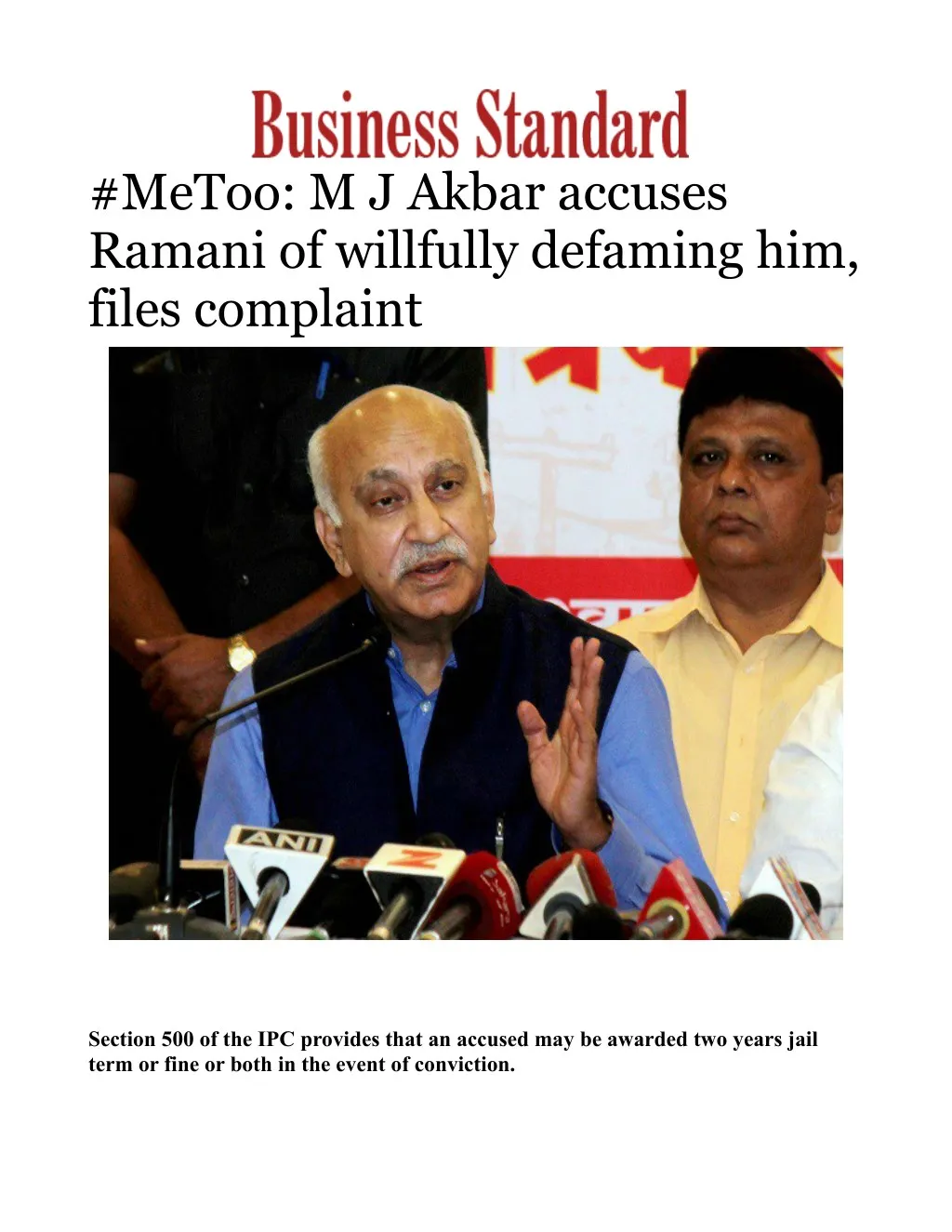 metoo m j akbar accuses ramani of willfully