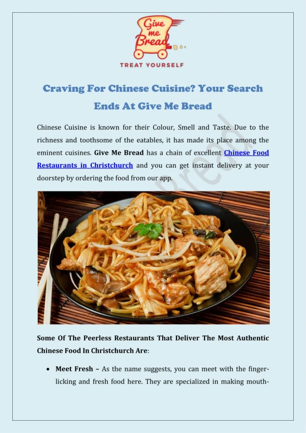Craving For Chinese Cuisine? Your Search Ends At Give Me Bread