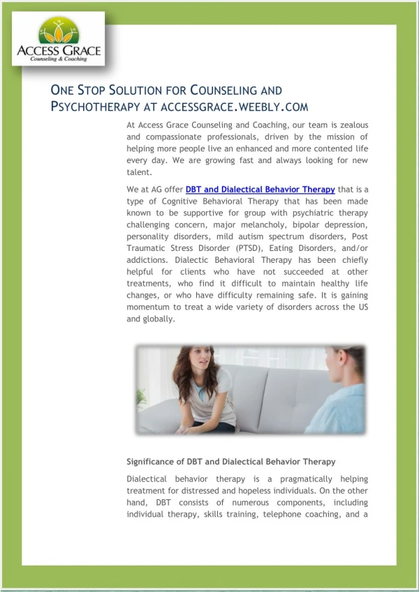 DBT and Dialectical Behavior Therapy Program