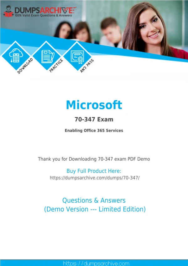 Latest Microsoft 70-347 Dumps PDF with Verified 70-347 Questions PDF