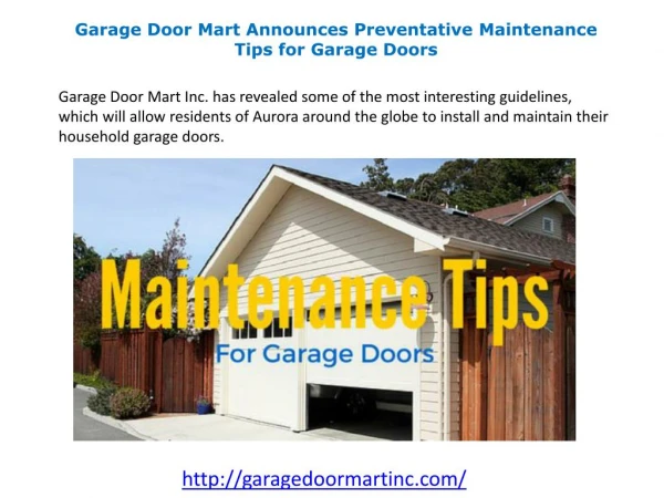 Garage Door Mart Announces Preventative Maintenance Tips for Garage Doors