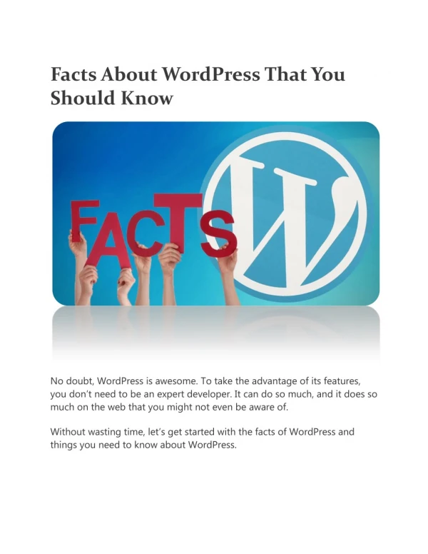 Facts About WordPress That You Should Know