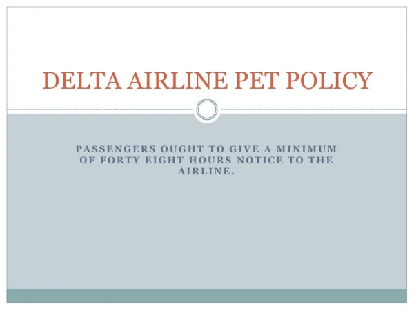 Delta Airline Pet Policy
