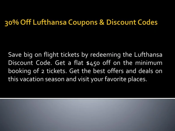 Travel deals, top flight offers - Lufthansa
