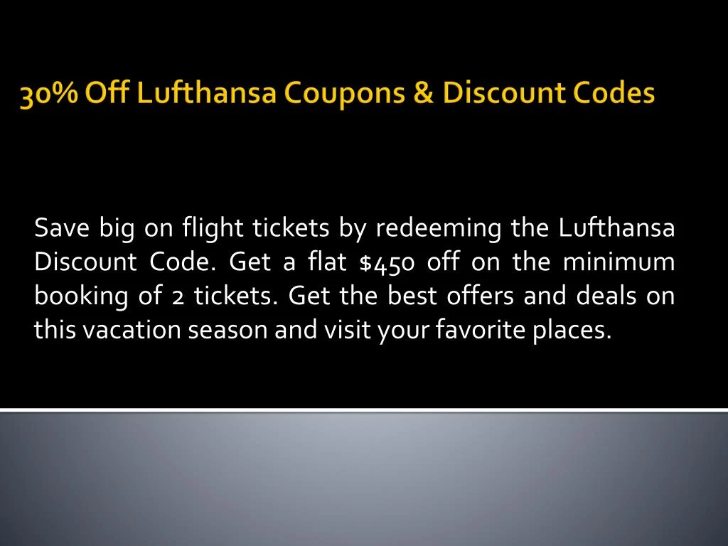 30 off lufthansa coupons discount codes