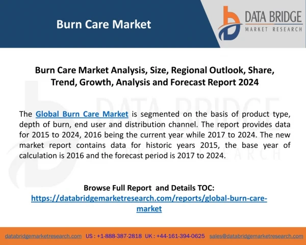 Burn Care Market Analysis, Size, Regional Outlook, Share, Trend, Growth, Analysis and Forecast Report 2024