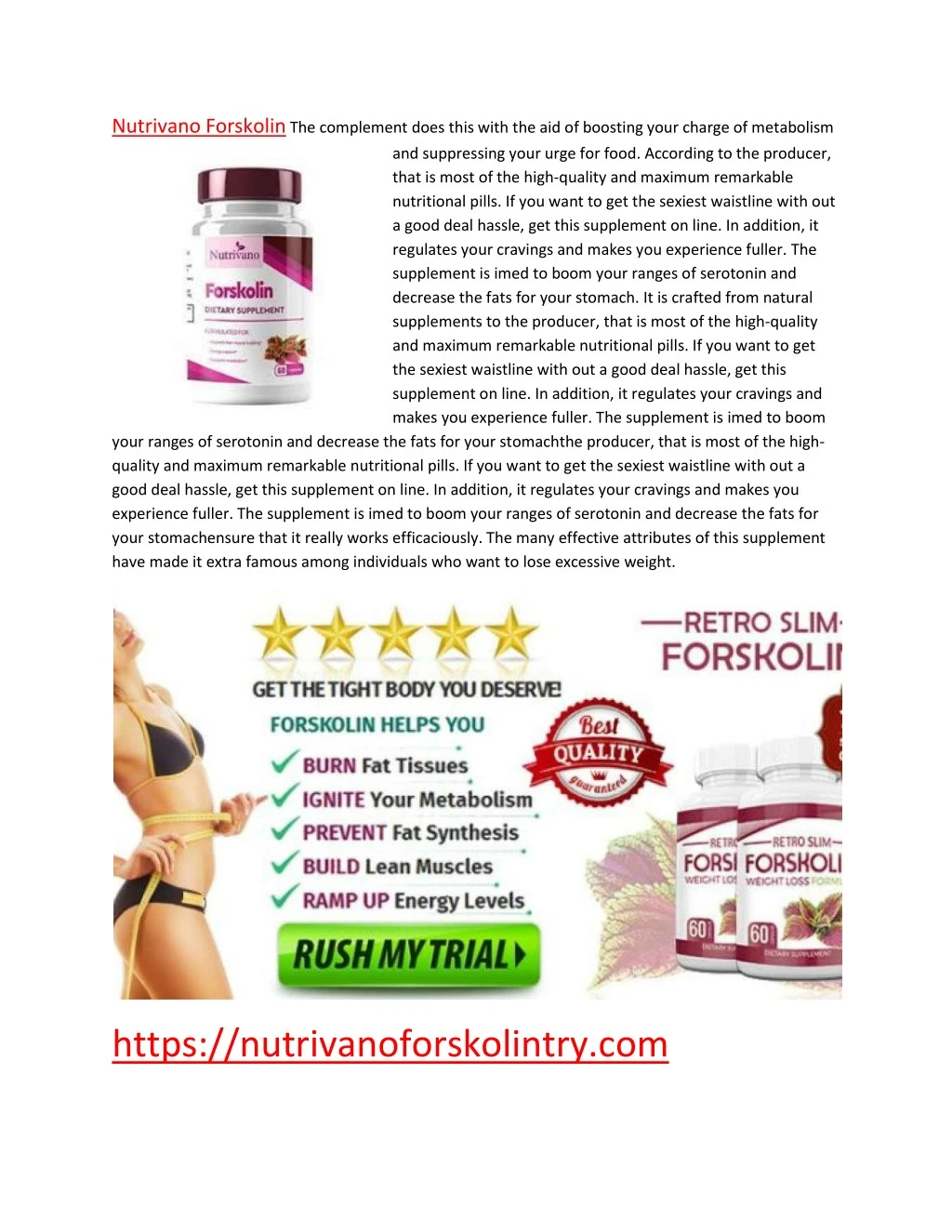 nutrivano forskolin the complement does this with