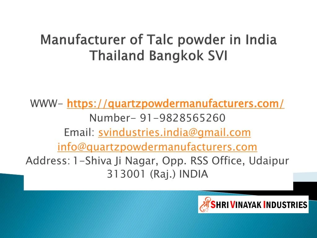manufacturer of talc powder in india thailand bangkok svi