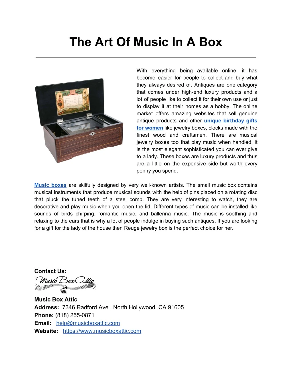 the art of music in a box