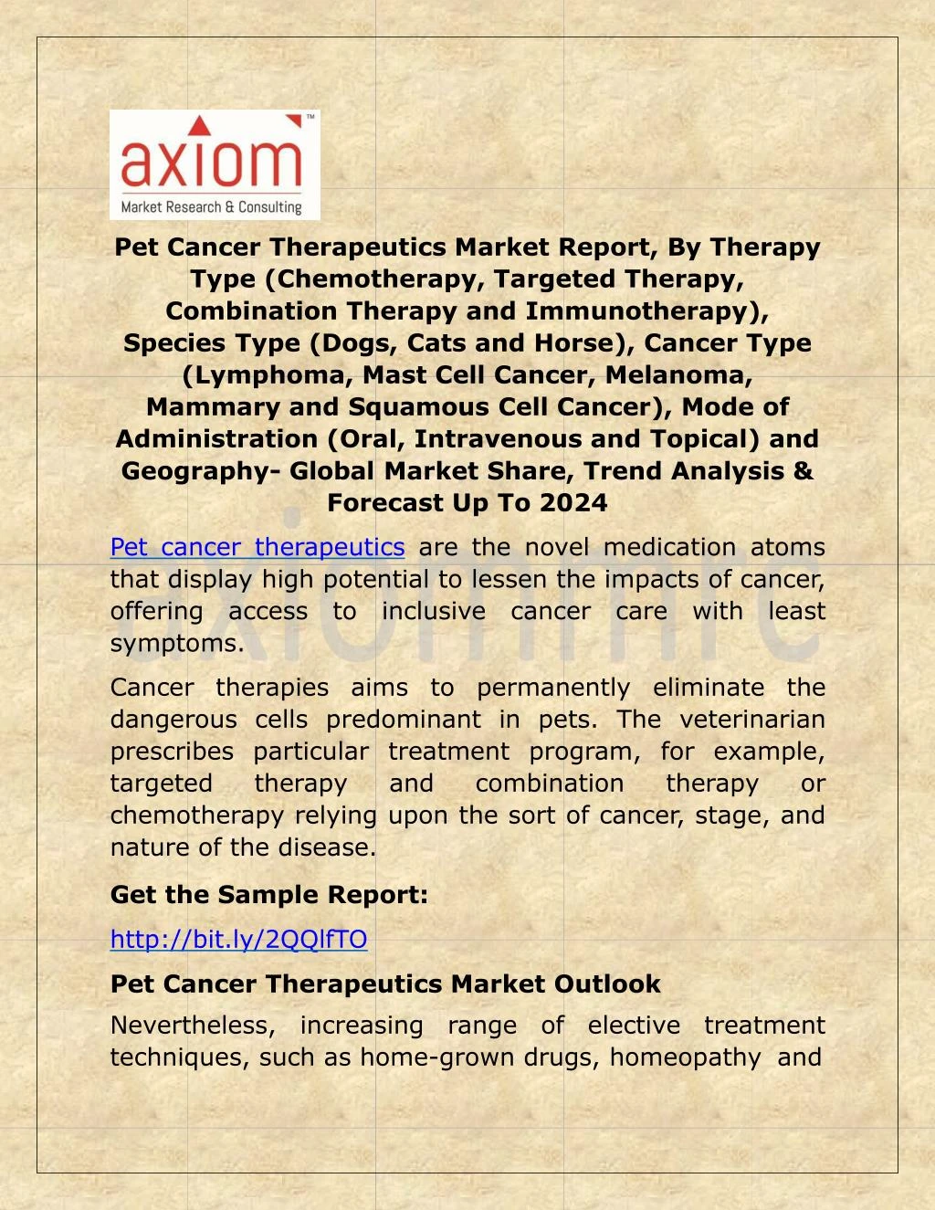 pet cancer therapeutics market report by therapy