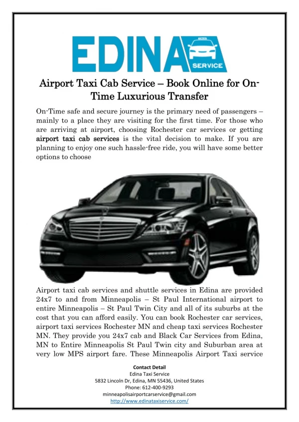 Airport Taxi Cab Service – Book Online for On-Time Luxurious Transfer