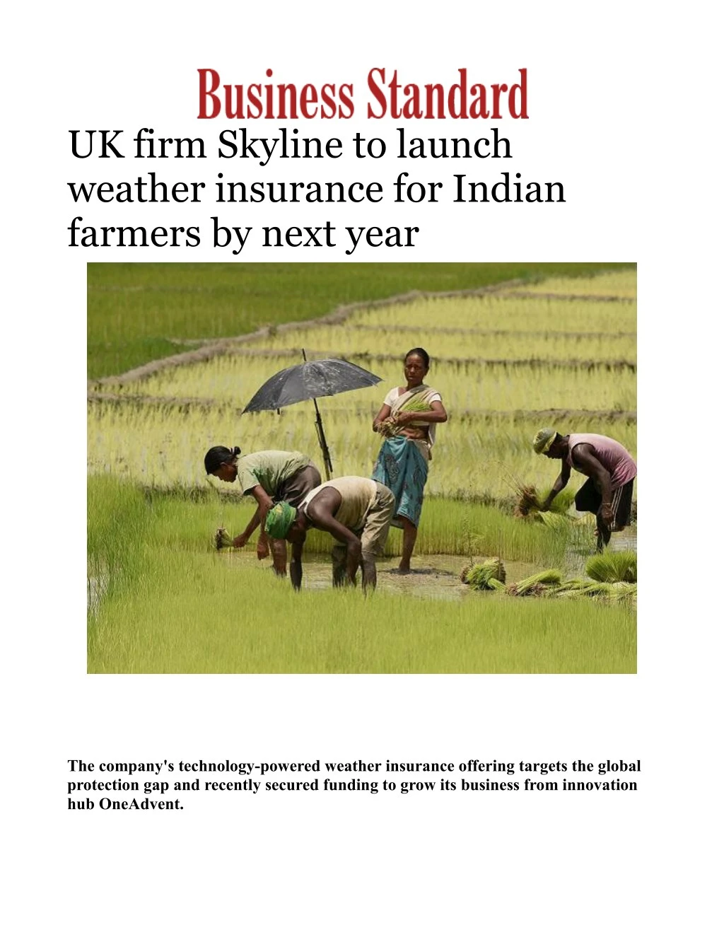 uk firm skyline to launch weather insurance