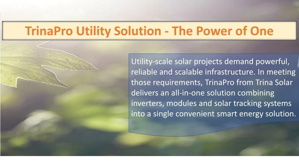 trinapro utility solution the power of one