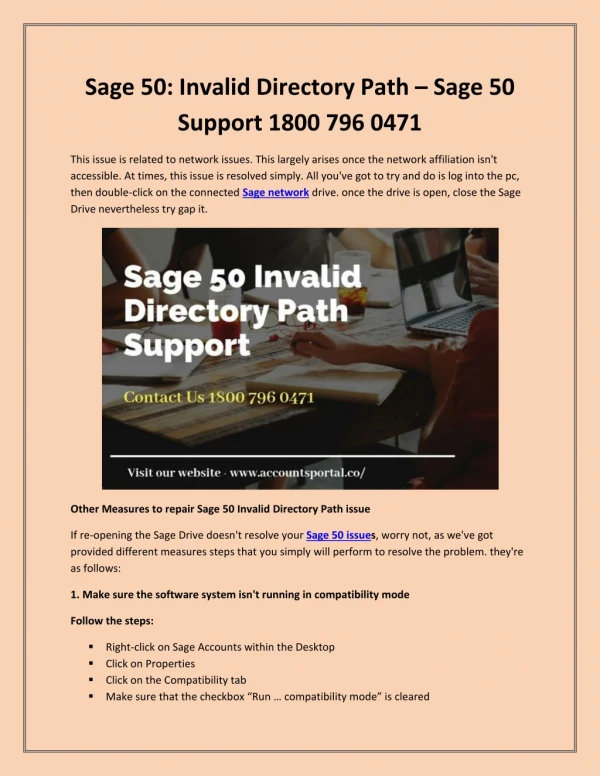 Sage 50: Invalid Directory Path - Sage 50 Support 1800 796 0471